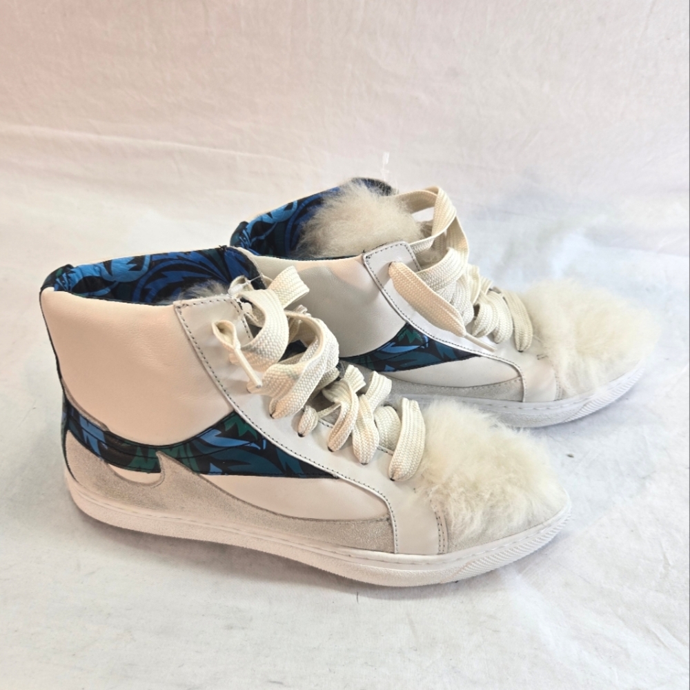 Coach Women's 8.5 C203 Soft Smooth/Calf Suede Pointy Toe High Top Sneaker New